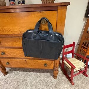 COACH Transatlantic Laptop Briefcase - Black Leather Business Bag - F70094